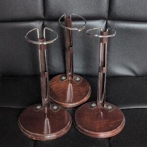 Vintage Wooden Brown Doll Stand - Set of 3